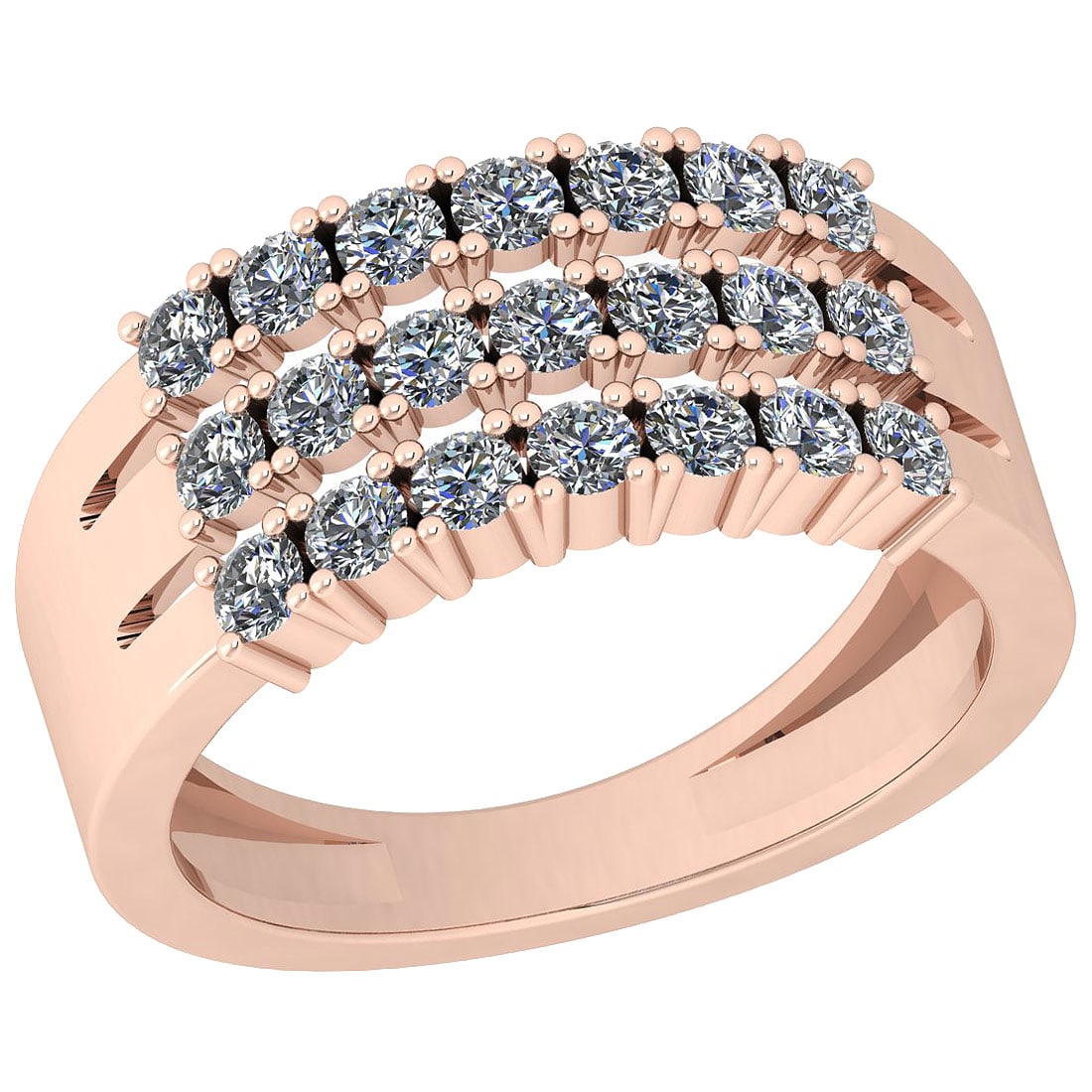 0.60 Ctw SI2/I1 Diamond 14K Rose Gold Men s Band Ring (1 of 1)
