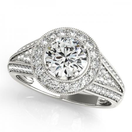 CERTIFIED PLATINUM 1.09 CTW J-K/VS-SI1 DIAMOND HALO ENGAGEMENT RING (1 of 1)