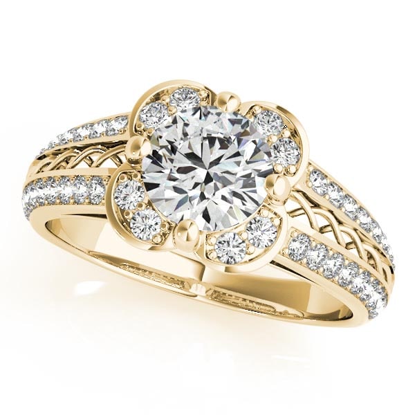 CERTIFIED 18K YELLOW GOLD .88 CTW J-K/VS-SI1 DIAMOND HALO ENGAGEMENT RING (1 of 1)