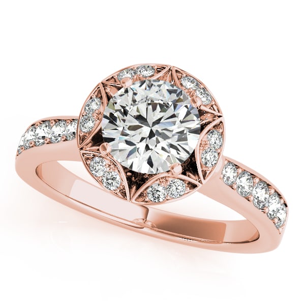 CERTIFIED 18K ROSE GOLD 1.30 CTW J-K/VS-SI1 DIAMOND HALO ENGAGEMENT RING (1 of 1)
