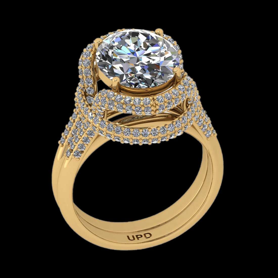 4.84 Ctw VS/SI1 Diamond14K Yellow Gold Vintage Style Ring: Center Diamond Weight : 3.50 Ctw ( Oval Cut) Center Color :-J-K Center Stone Clarity :- VS/SI1 Center Stone Setting : Prong Side Stone Weight Of Ctw 1.34 Ctw Side Stone Color : J-K Stone Clarity : VS/