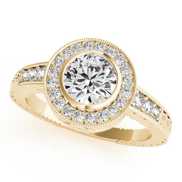 CERTIFIED 18K YELLOW GOLD 1.42 CTW J-K/VS-SI1 DIAMOND HALO ENGAGEMENT RING (1 of 1)