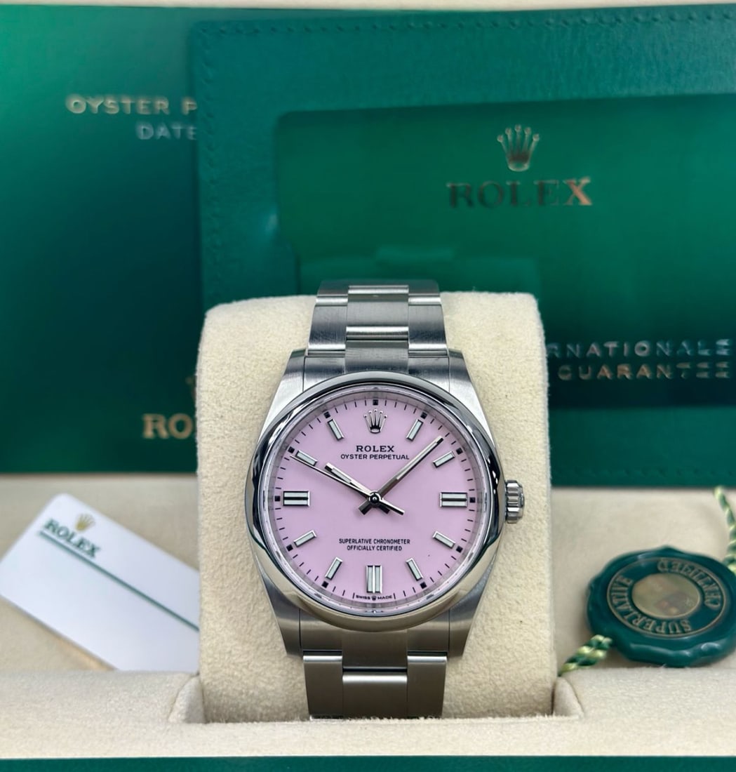 Rolex 36mm Candy Pink Dial Comes With Box & Papers: Rolex 36mm Candy Pink Dial Comes With Box & Papers #PAPPS23477v15