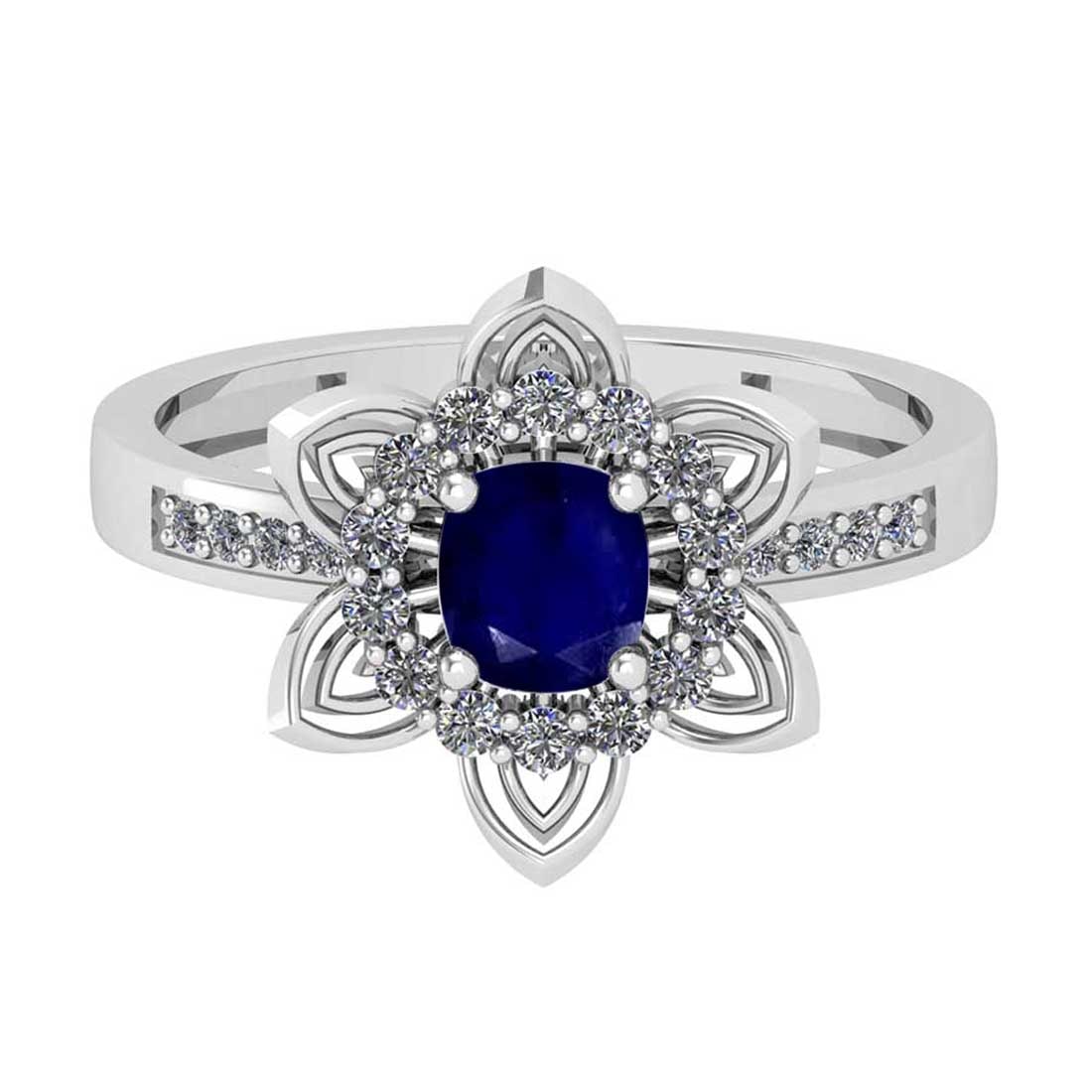 0.76 Ctw SI2/I1Blue Sapphire and Diamond 14K White Gold Engagement Ring: Center Stone Weight : 0.50 Ctw ( 1pec Cushion Cut) Center stone Color :-Blue Sapphire Setting : Prong Side Diamond Weight Of Ctw 0.26 Ctw Color : J-K Clarity : SI2/I1 Stone Setting : Prong Metal