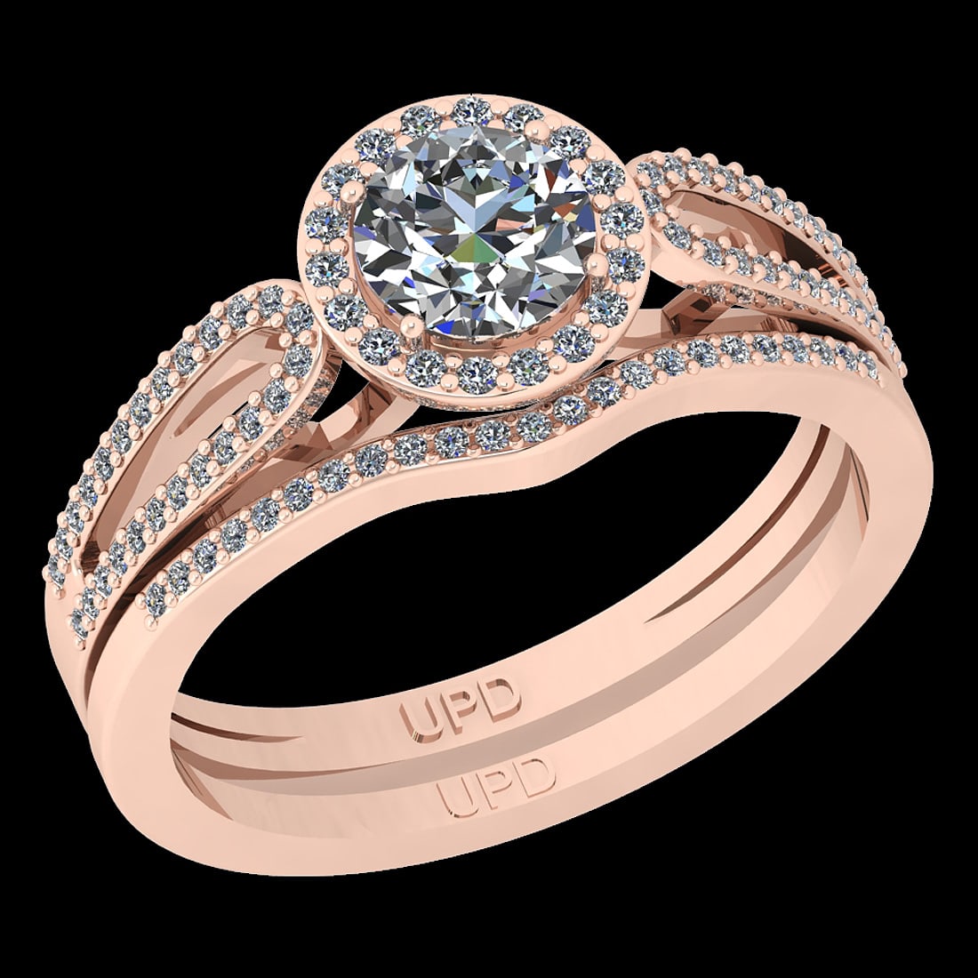1.02 Ctw SI2/I1 Diamond 14K Rose Gold Engagement Halo Set Ring: Center Diamond Weight : 0.75 Ctw (Round Cut) Center Diamond Color :-J-K Stone Clarity :SI2/I1 Center Stone Setting : Prong Side Stone Weight Of Ctw 0.27 Ctw Side Stone Color : J-K Stone Clarity :SI2/I
