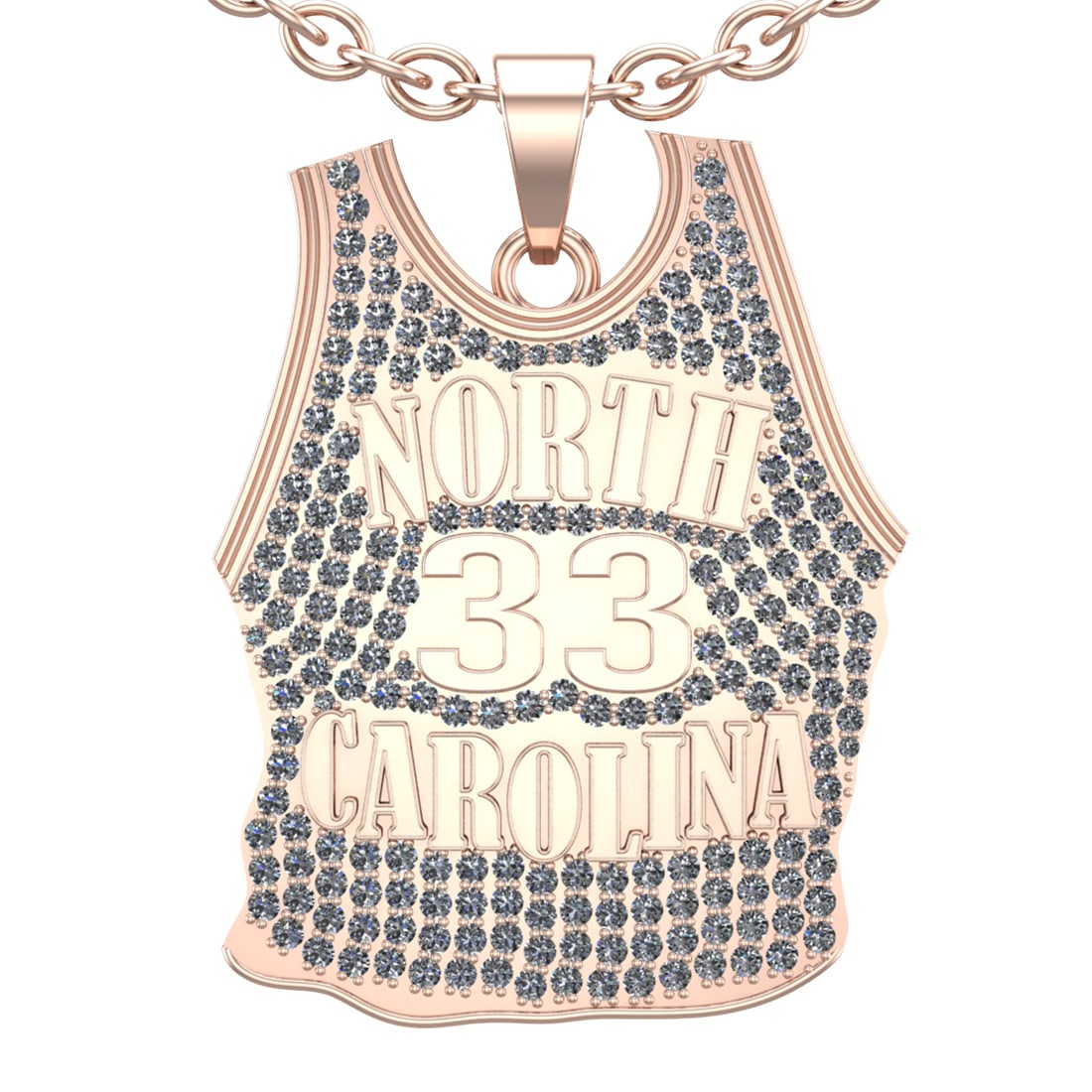 2.60 Ctw SI2/I1 Diamond 14K Yellow and Rose Gold football theme Jersey pend: Total Diamond Weight : 2.60 Ctw (Round cut) Center Diamond Color :- J-K Center Clarity : SI2/I1 Stone Setting : Prong Metal Weight : Approx 17.80 Gram 14K Yellow and Rose Gold football theme Jersey pe