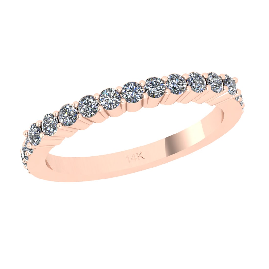 0.56 Ctw SI2/I1 Diamond 14K Rose Gold Entity Band Ring: Total Diamond Weight : 0.56 Ctw (Round Cut) Color : J-K Setting : Prong Stone Clarity : SI2/I1 Metal Weight : Approx 2.70 Gram 14K Rose Gold Entity Band Ring Current Ring Size is-7 #PAPPS93879v7