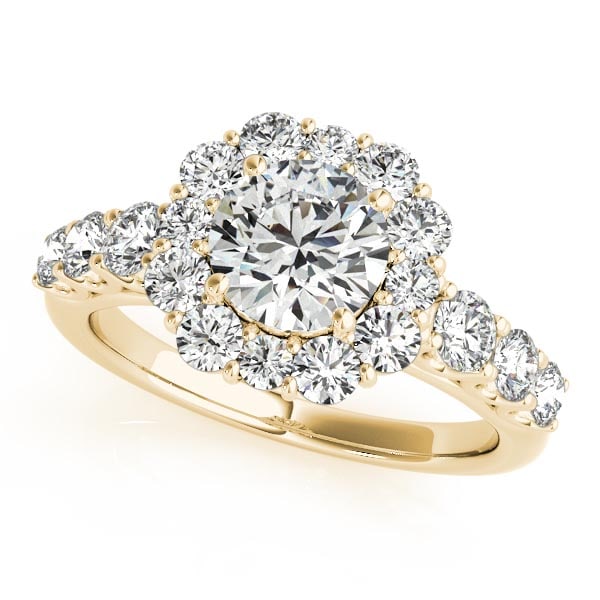 CERTIFIED 18K YELLOW GOLD 2.08 CTW J-K/VS-SI1 DIAMOND HALO ENGAGEMENT RING (1 of 1)