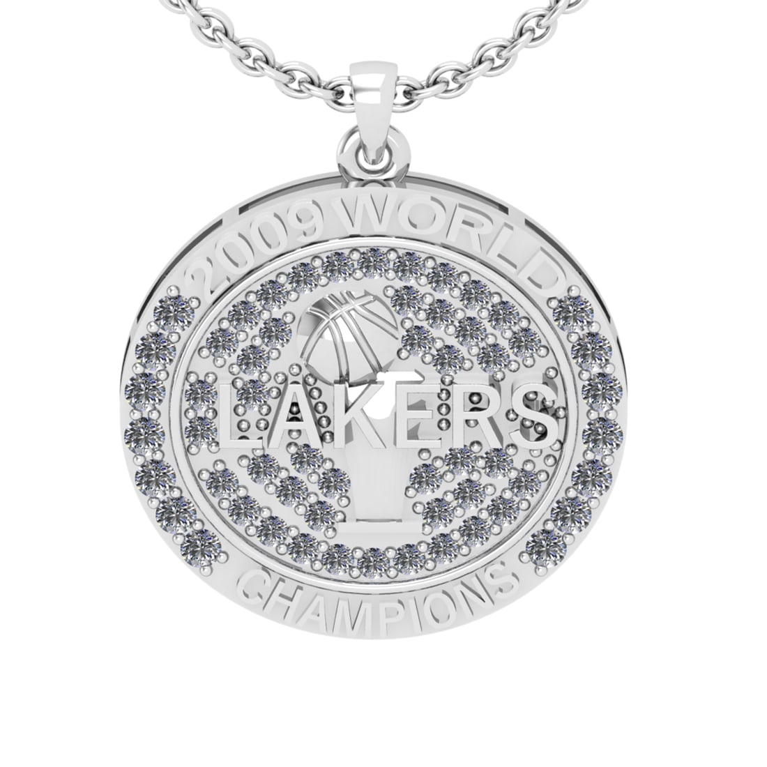 2.47 Ctw SI2/I1 Diamond 14K White Gold Basketball theme pendant necklace (1 of 1)