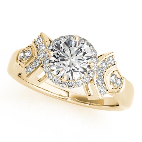 CERTIFIED 18K YELLOW GOLD .94 CTW J-K/VS-SI1 DIAMOND HALO ENGAGEMENT RING (1 of 1)