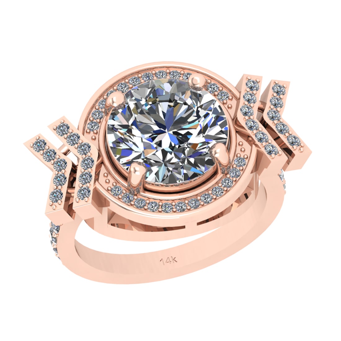 2.50 Ctw SI2/I1 Diamond 14K Rose Gold Engagement Ring: Center Diamond Weight : 2.00 Ctw (Round Cut) Center Diamond Color : J-K Center Stone Setting : Prong Center Stone Clarity :SI2/I1 Side Stone Weight Of Ctw 0.50 Ctw Side Stone Color : J-K Stone Clarity