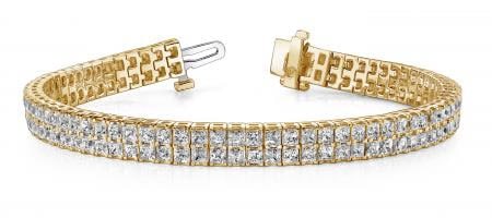 14KT YELLOW GOLD 8 CTW G-H SI2/SI3 ENDLESS DREAMS PRINCESS CUT TENNIS BRACE: 14KT YELLOW GOLD 8 CTW G-H SI2/SI3 ENDLESS DREAMS PRINCESS CUT TENNIS BRACELET #PAPPS20287v5