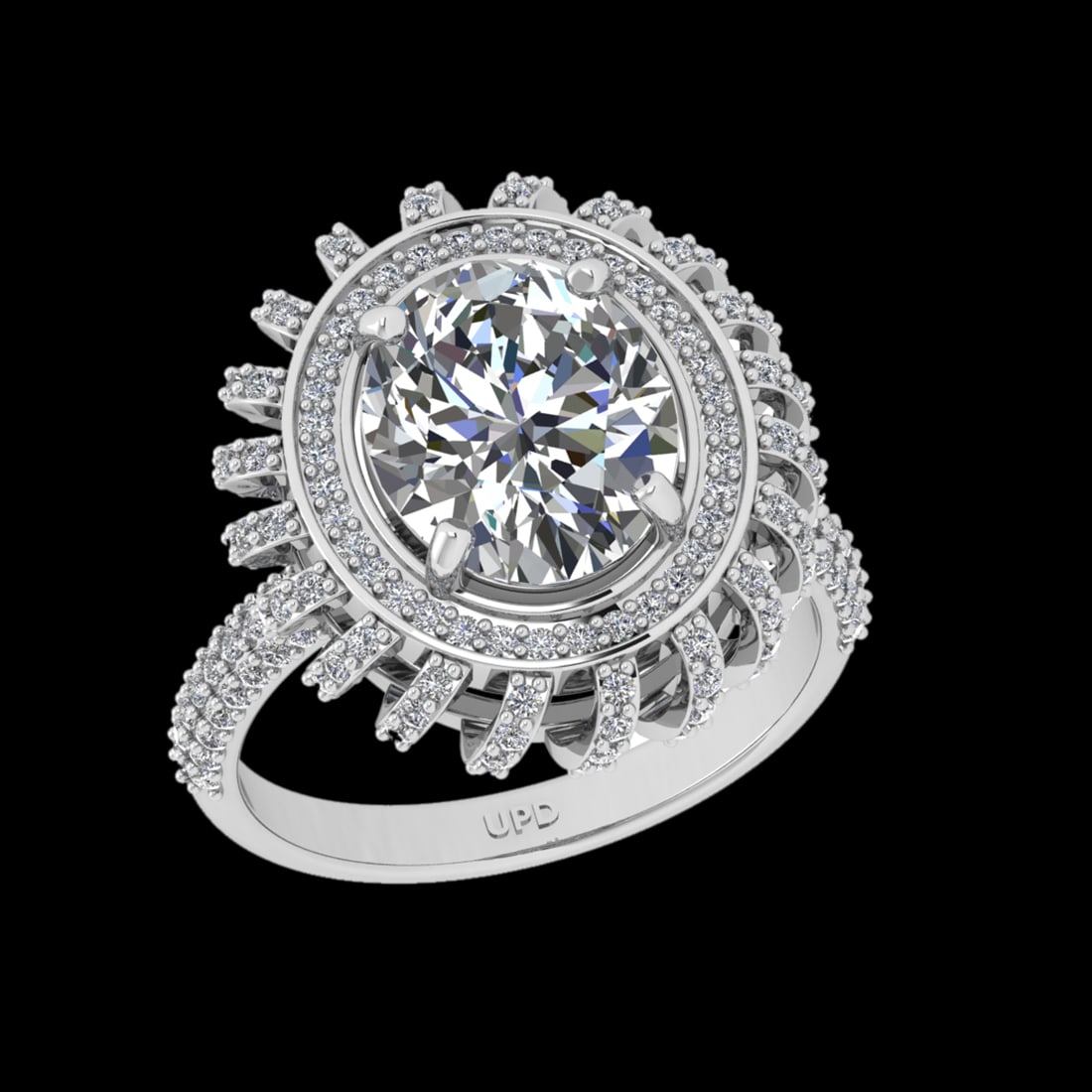 4.42 Ctw SI2/I1 Diamond 18K White Gold Engagement Ring: Center Diamond Weight :-: 3.50 Ctw ( Oval Cut) Color :- J-K Clarity : SI2/I1 Center Stone Setting : Prong Side Diamond Weight Of Ctw 0.92 Ctw Color : J-K Clarity : SI2/I1 Stone Setting : Prong Metal W