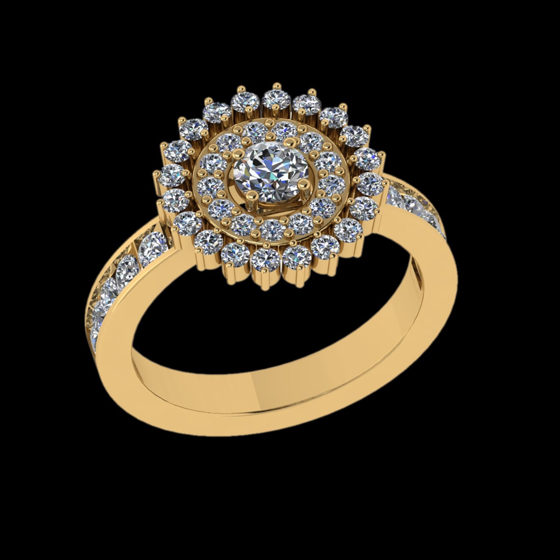 1.18 Ctw VS/SI1 Diamond 18k Yellow Gold Engagment Ring: Center Diamond Weight : 0.25 Ctw (Round Cut) Color : J-K Clarity : VS/SI1 Setting : Prong Side Weight Of Ctw 0.93 Ctw Color : J-K Clarity : VS/SI1 Stone Setting : Prong Metal Weight : Approx 6.20 gram