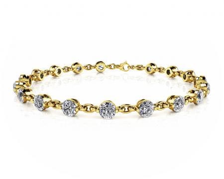 14K YELLOW GOLD 4 CTW J-L SI1/SI2 DIAMOND AND CHAIN LINK BRACELET (1 of 1)