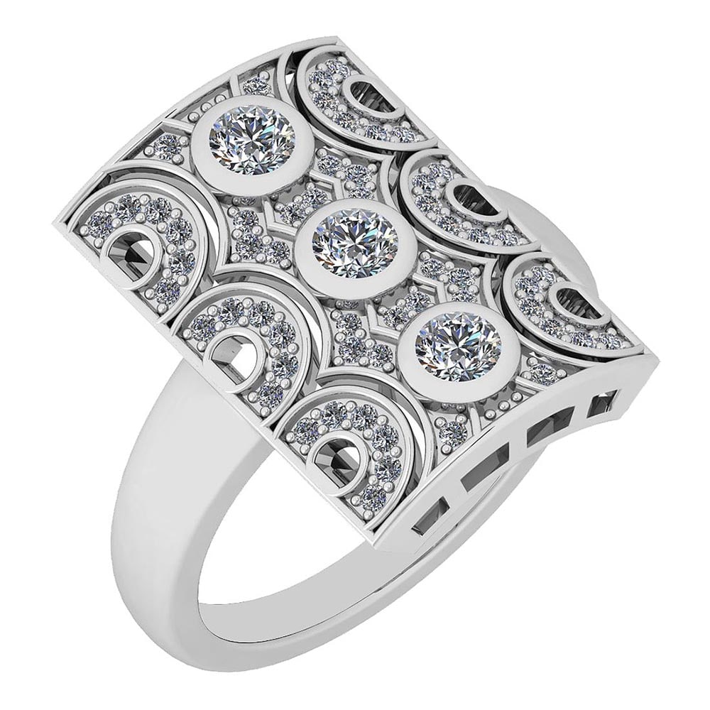 Certified 0.58 Ctw Diamond VS/SI1 Antique Styles 18K White Gold Ring Made I: Center Stone Approx Weight ; 0.30 Ctw (3 Pcs Round) Center Stone Color :White G-H Diamond Stone Clarity: VS/SI1 Center Stone Setting ; Bezel Side Stone ( 52 Pcs Round Cut Diamond )Weight of Ctw ;