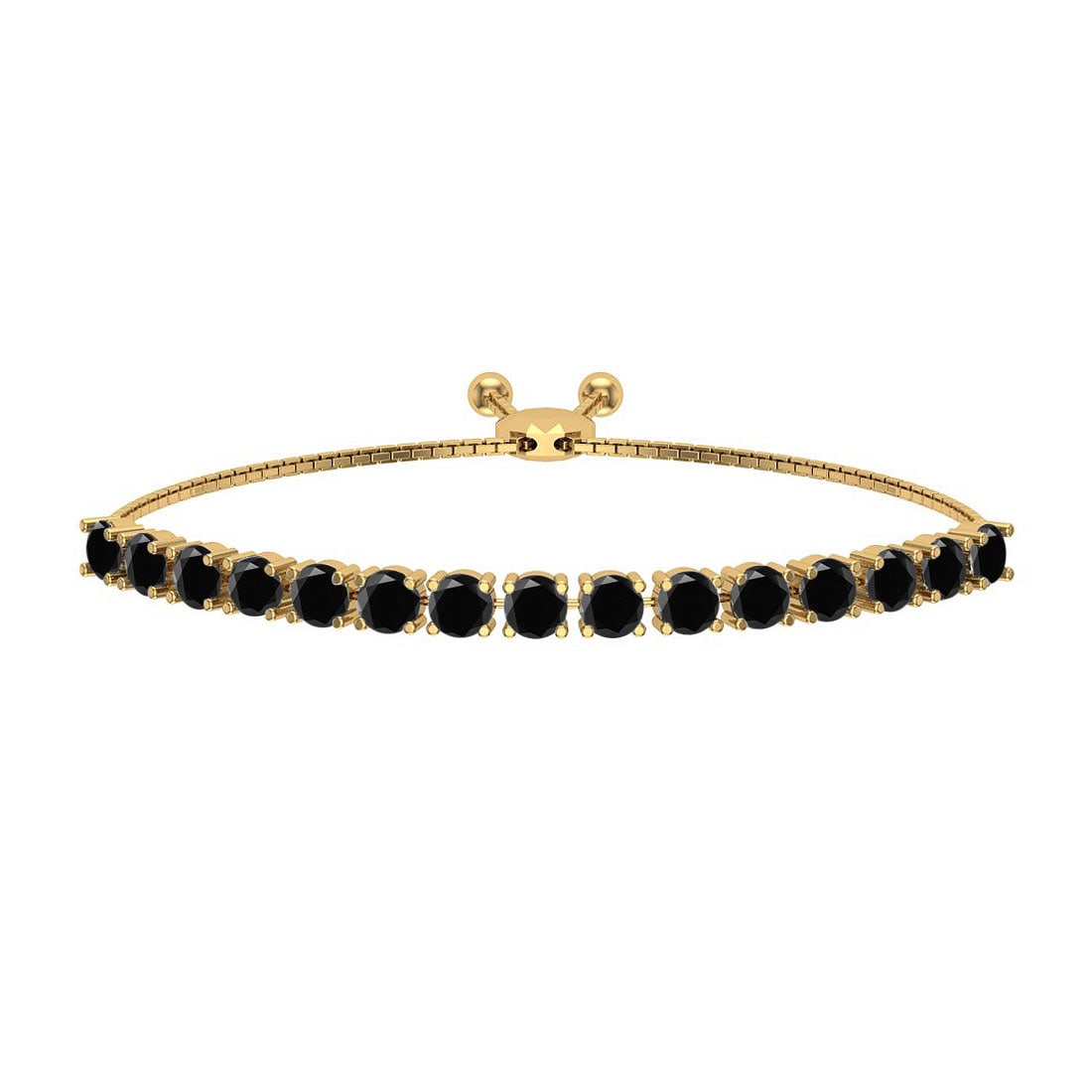 1.04 Ctw i2/i3 Treated Fancy Black Diamond 14K Yellow Gold Slide Bracelet: Center Diamond Weight : 1.04 Ctw (Round Cut) Center Diamond Color :- Treated Fancy Black Diamond Center Clarity : I2/I3 Stone Setting : Prong Metal Weight : Approx 5.60 Gram 14K Yellow Gold Slide