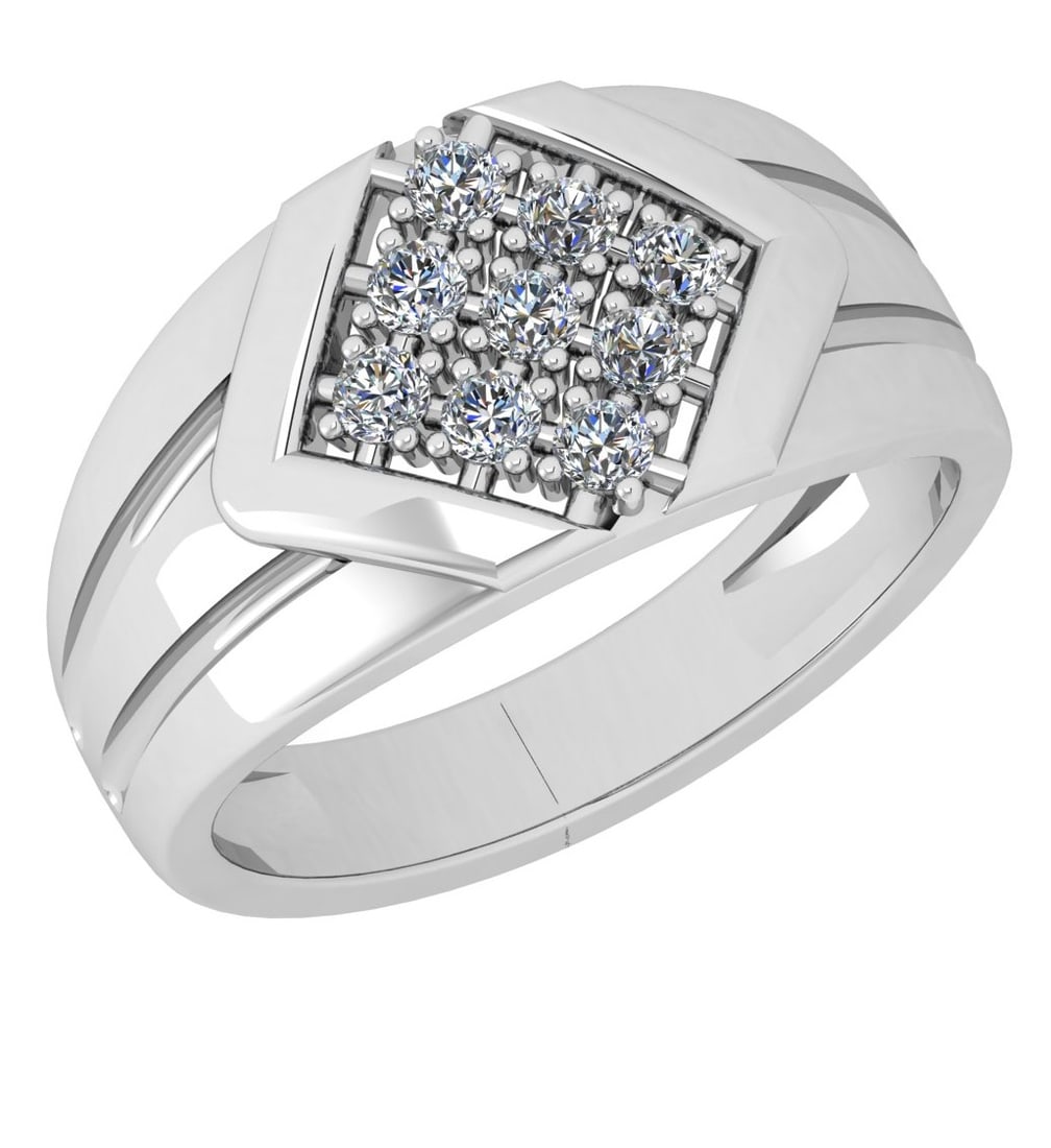0.31 Ctw SI2/I1 Diamond 14K White Gold Men s Band Ring (1 of 1)