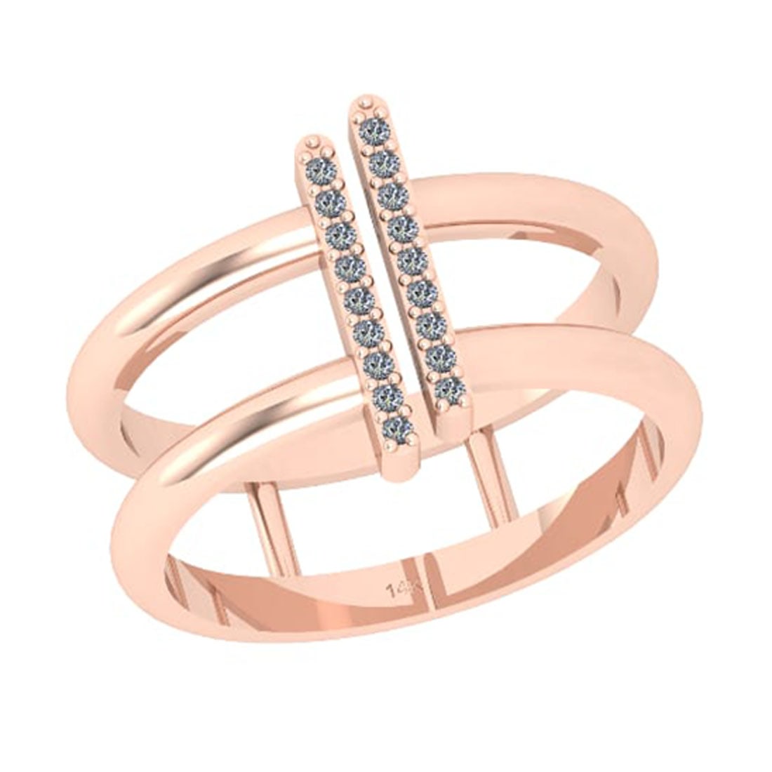 0.10 Ctw SI2/I1 Diamond 14K Rose Gold Eternity Band Ring (1 of 2)