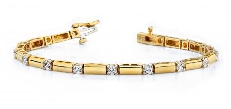 14KT YELLOW GOLD 1 CTW G-H VS2/SI1 DIAMOND AND BAR BRACELET (1 of 1)