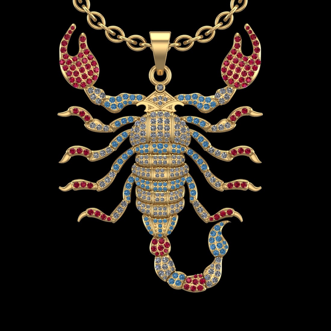 2.18 Ctw SI2/I1 Ruby and Treated Fancy Blue and White Diamond 18K Yellow Go (1 of 1)