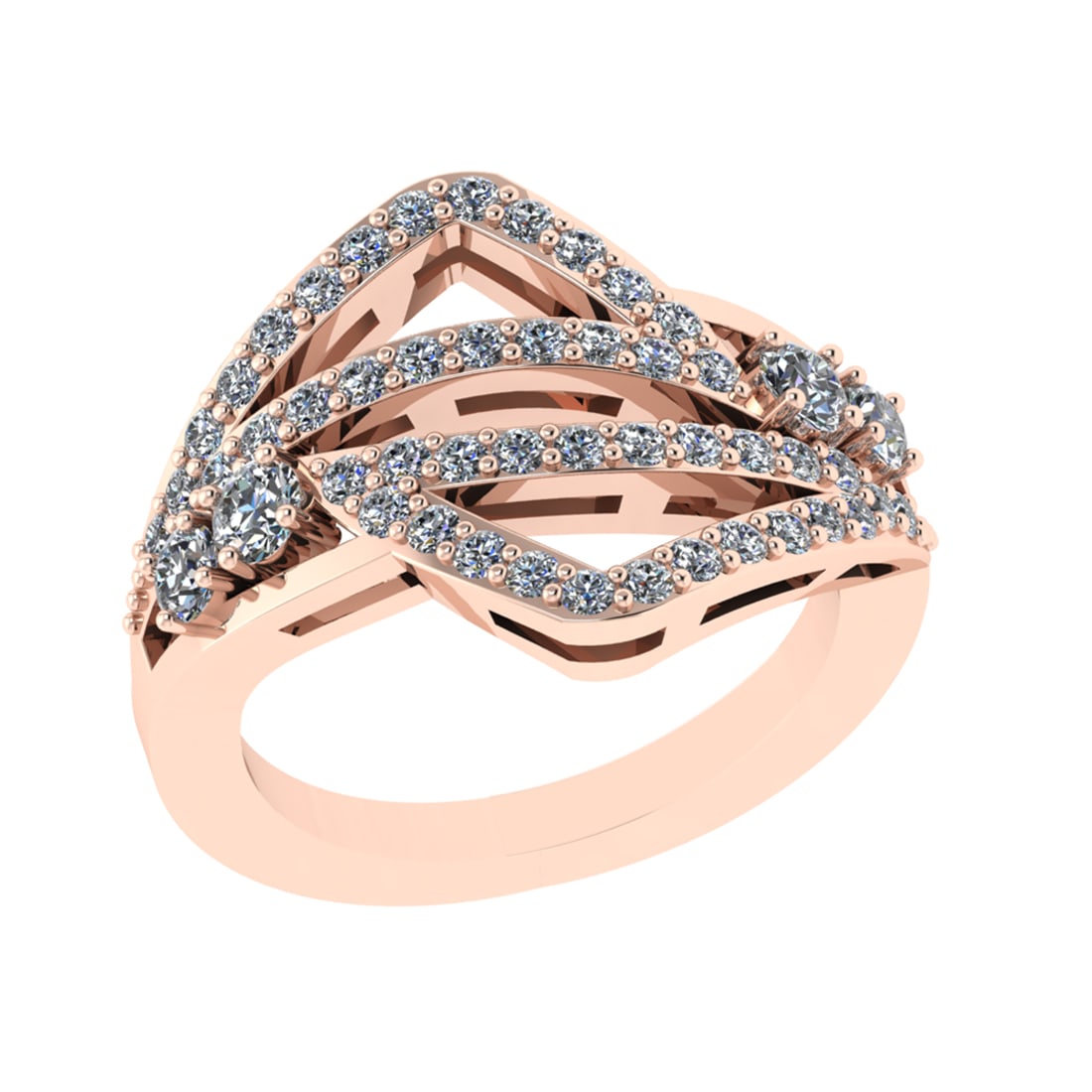 0.99 Ctw SI2/I1 Diamond Style Prong Set 14K Rose Gold Cluster Engagement Ri (1 of 2)