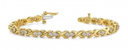 14K YELLOW GOLD 1.75 CTW G-H SI2/SI3 X LINK LOVEBIRD DIAMOND BRACELET (1 of 1)