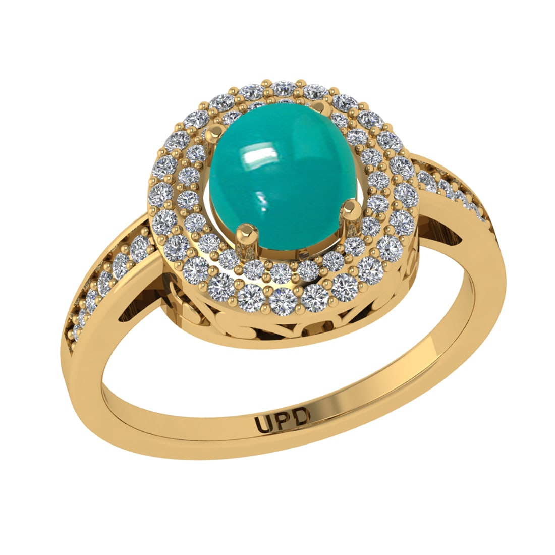 1.55 Ctw VS/SI1Emerald and Diamond 14K Yellow Gold Engagement Ring: Color Stone Weight : 1.10 Ctw (Round Cab) Stone Color :- Emerald Center Stone Setting : Prong Side Weight Of Ctw 0.45 Ctw Color : J-K Clarity : VS/SI1 Stone Setting : Prong Metal Weight : Approx 4.40