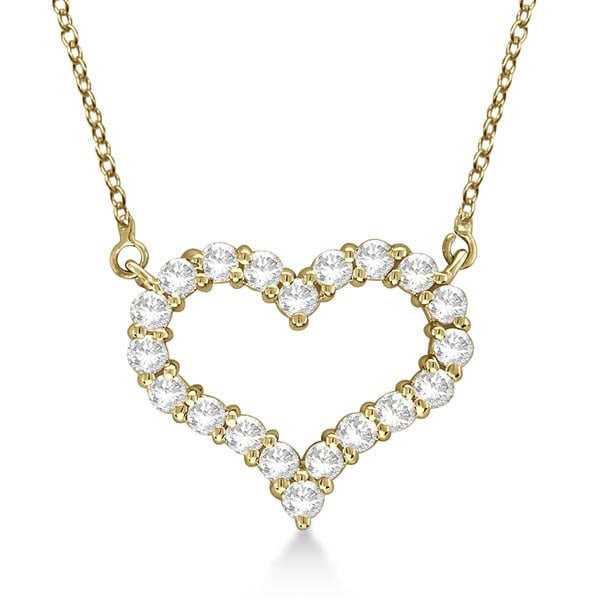 Open Heart Diamond Pendant Necklace 14k Yellow Gold 0.50ctw (1 of 1)