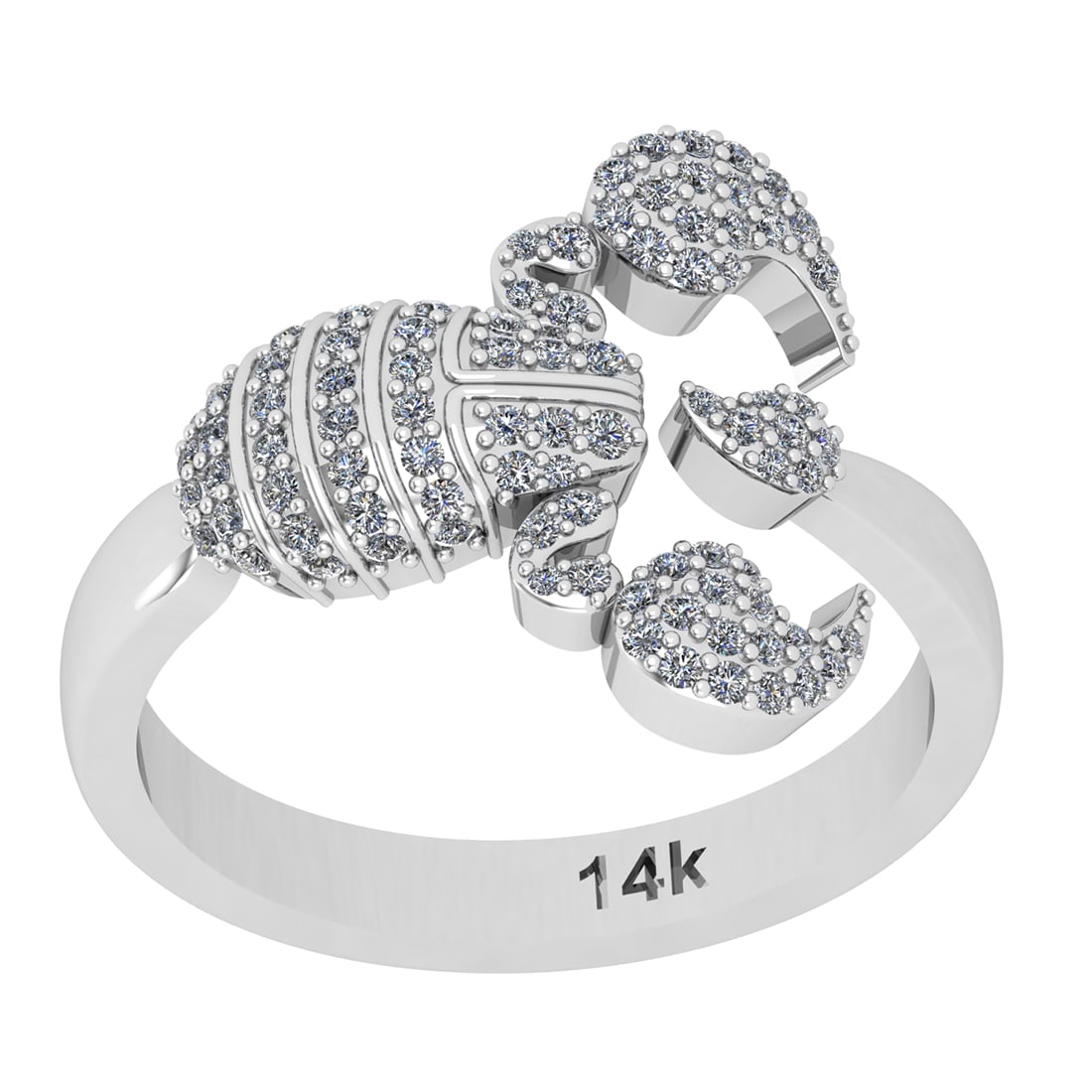 0.45 Ctw Si2/i1 Diamond 14K White Gold Creature Ring: Total Weight : 0.45 Ctw (Round Cut ) Diamond Stone Color : J-K Stone Clarity : Si2/i1 Diamond Stone Setting : Prong Metal Weight : Approx 5.90 Gram 14K White Gold Creature Ring Current Ring Size-8