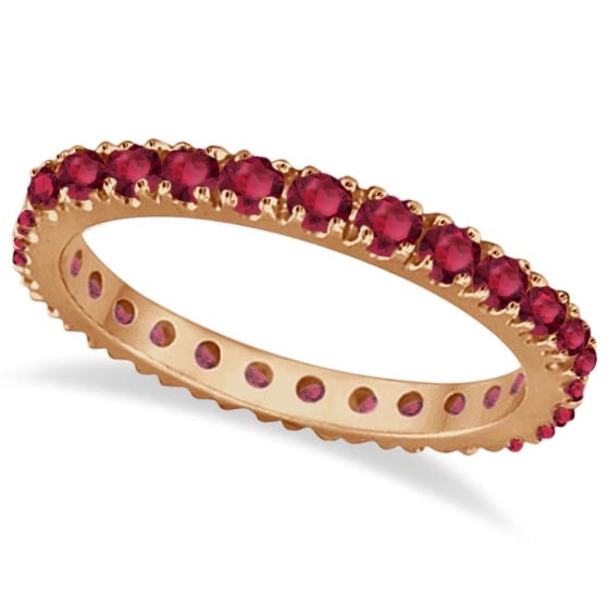 Ruby Eternity Band Stackable Ring 14K Rose Gold 0.50ctw: CENTER STONE; Ruby CENTER STONE CLARITY; CENTER STONE COLOR; CENTER STONE SETTING; Prong SIDE STONE CLARITY; SIDE STONE COLOR; SIDE STONE SETTING; ctw OF SIDE STONE: SIDE STONE QUALITY; #PAPPS21224v3