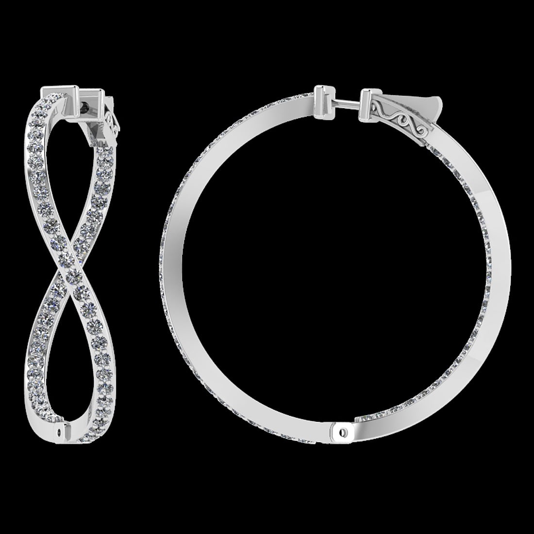 2.22 Ctw i2/i3 Diamond 14K White Gold Hoop Earrings: Center Diamond Weight : 2.22 Ctw (Round Cut) Center Diamond Color :- J-K Center Clarity : i2/i3 Stone Setting : Prong Metal Weight : Approx 8.20 Gram 14K White Gold Hoop Earrings Size:-1.50Inch