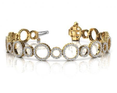 14KT YELLOW GOLD 4 CTW G-H SI2/SI3 ALTERNATING DIAMOND CIRCLE LINK BRACELET (1 of 1)