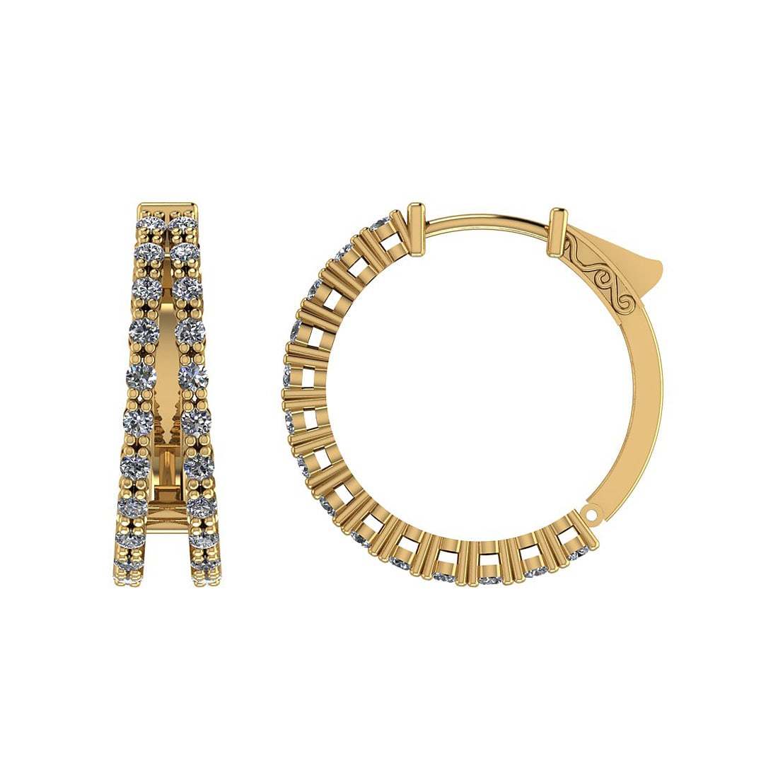 0.96 Ctw SI2/I1 Diamond Prong Set 14K Yellow Gold Huggie Earrings: Center Diamond Weight : 0.96 Ctw (Round Cut) Center Diamond Color :- J-K Center Clarity : SI2/I1 Stone Setting : Prong Metal Weight : Approx 3.80 Gram 14K Yellow Gold Huggie Earrings Size 0.50 Inch MJ