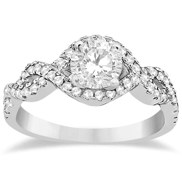 Diamond Halo Infinity Engagement Ring In 14K White Gold 1.39ctw: CENTER STONE; DIAMOND (1.00 CTW) CENTER STONE CLARITY; J-K CENTER STONE COLOR; SI1-SI2 CENTER STONE SETTING; PRONG SIDE STONE CLARITY; SI1-SI2 SIDE STONE COLOR; J-K SIDE STONE SETTING; Prong ctw OF