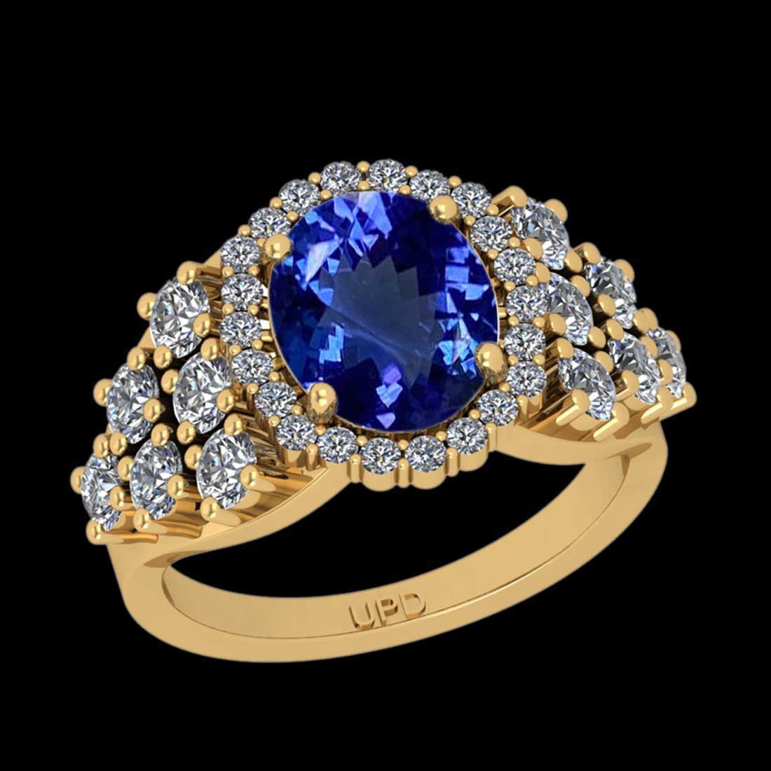 4.30 Ctw VS/SI1 Tanzanite and Diamond 14K Yellow Gold Engagement Ring: Center Stone Weight : 2.80 Ctw ( Oval Cut) Center stone Color :-Tanzanite Center Stone Setting : Prong Side Stone Weight Of Ctw 1.50 Ctw Side Stone Color : J-K Stone Clarity : VS/SI1 Stone Setting : P