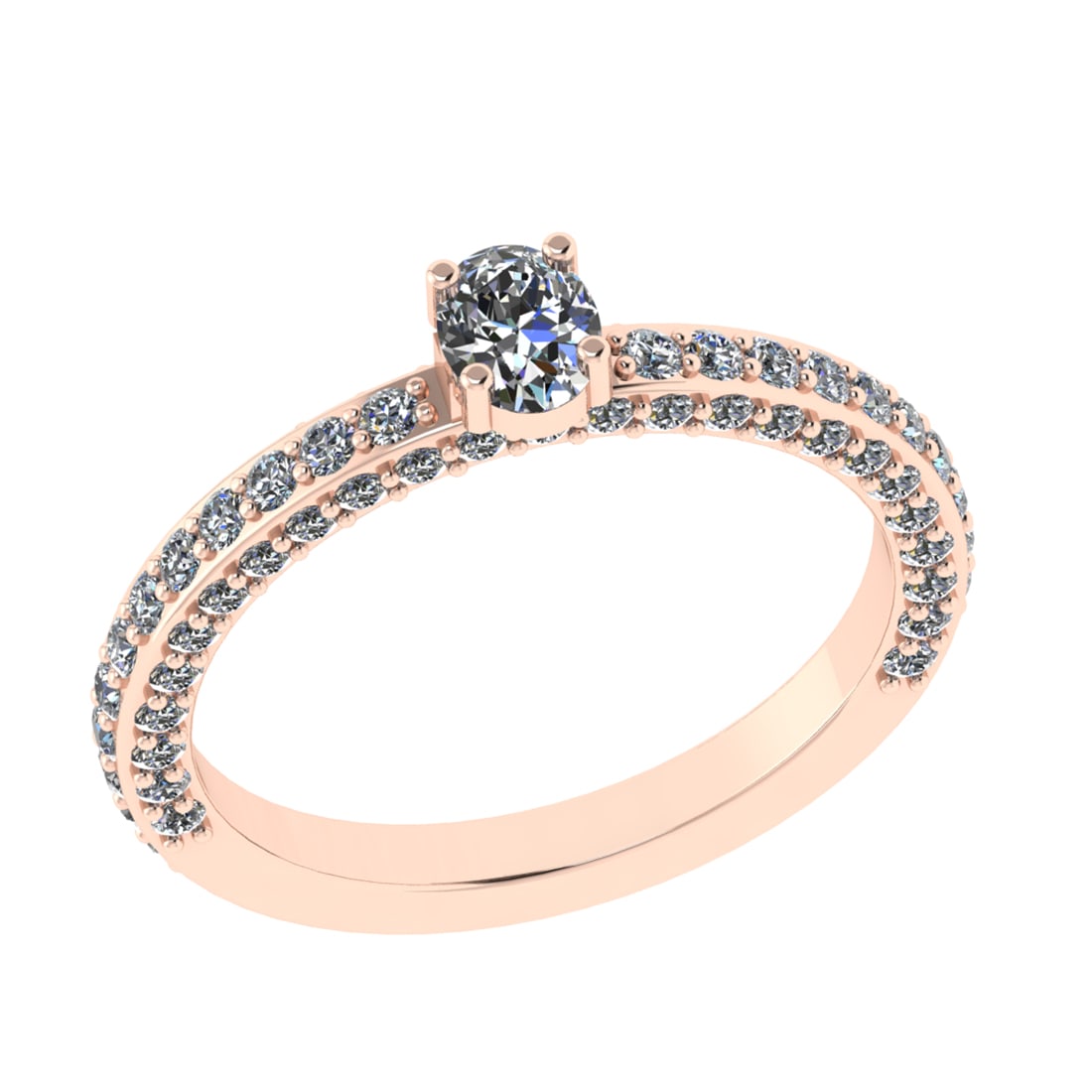 1.51 Ctw SI2/I1 Diamond 14K Rose Gold Engagement Ring: Center Diamond Weight : 0.30 Ctw ( Oval Cut) Color :- J-K Clarity : SI2/I1 Center Stone Setting : Prong Side Diamond Weight Of Ctw 1.21 Ctw Color : J-K Clarity : SI2/I1 Stone Setting : Prong Metal