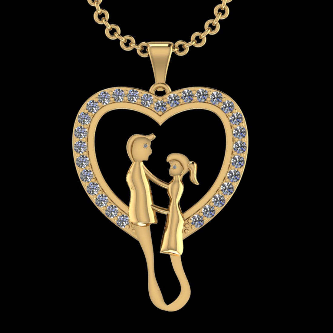 0.75 Ctw SI2/I1 Diamond 14K Yellow Gold valentine s day theme pendant neckl: Total Diamond Weight : 0.75 Ctw (Round cut) Center Diamond Color :- G-H Center Clarity : SI2/I1 Stone Setting : Prong Metal Weight : Approx 4.90 Gram 14K Yellow Gold valentine s day theme pendant