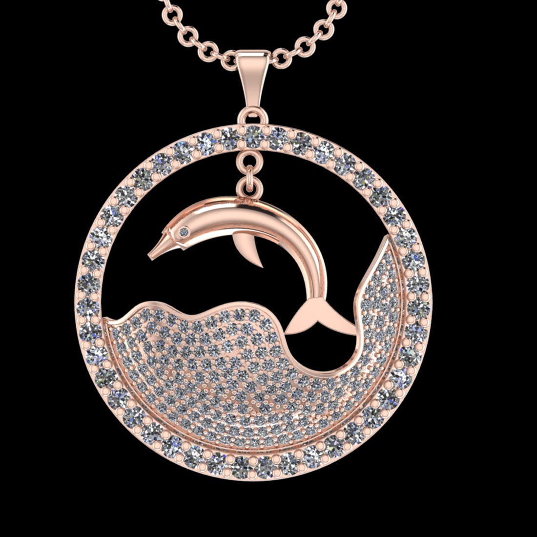 5.09 Ctw SI2/I1 Diamond 14K Rose Gold Zodiac Sign Fish pendant necklace: Total Diamond Weight : 5.09 Ctw (Round cut) Center Diamond Color :- G-H Center Clarity : SI2/I1 Stone Setting : Prong Metal Weight : Approx 16.10 Gram 14K Rose GoldZodiac Sign Fish pendant necklace