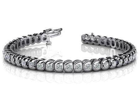 14K WHITE GOLD 1 CTW G-H I1/I2 HALF BEZEL DIAMOND TENNIS BRACELET: 14K WHITE GOLD 1 CTW G-H I1/I2 HALF BEZEL DIAMOND TENNIS BRACELET #PAPPS23440v5