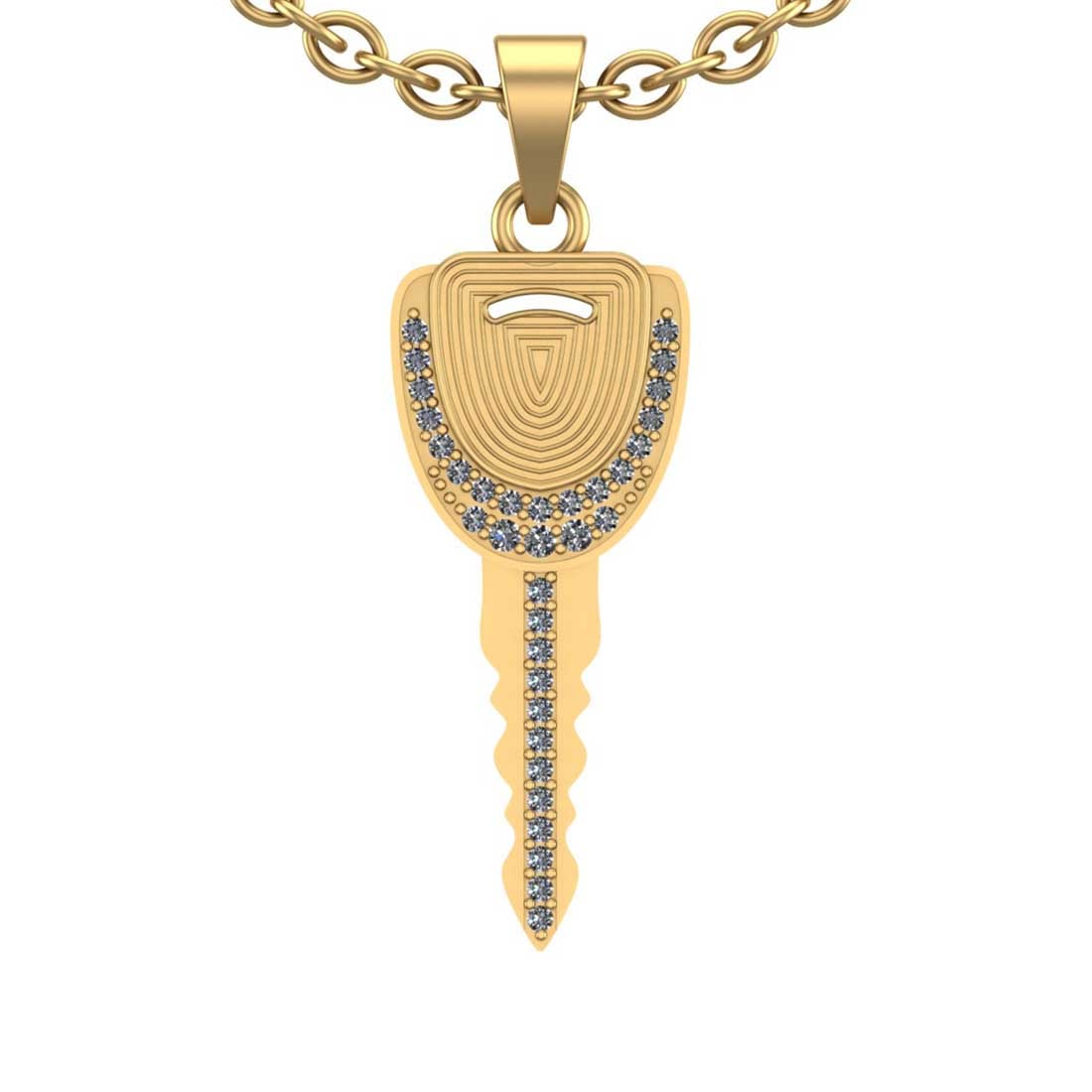 0.26 Ctw SI2/I1 Diamond Prong Set 10k Yellow Gold Key Pendant Necklace (1 of 1)