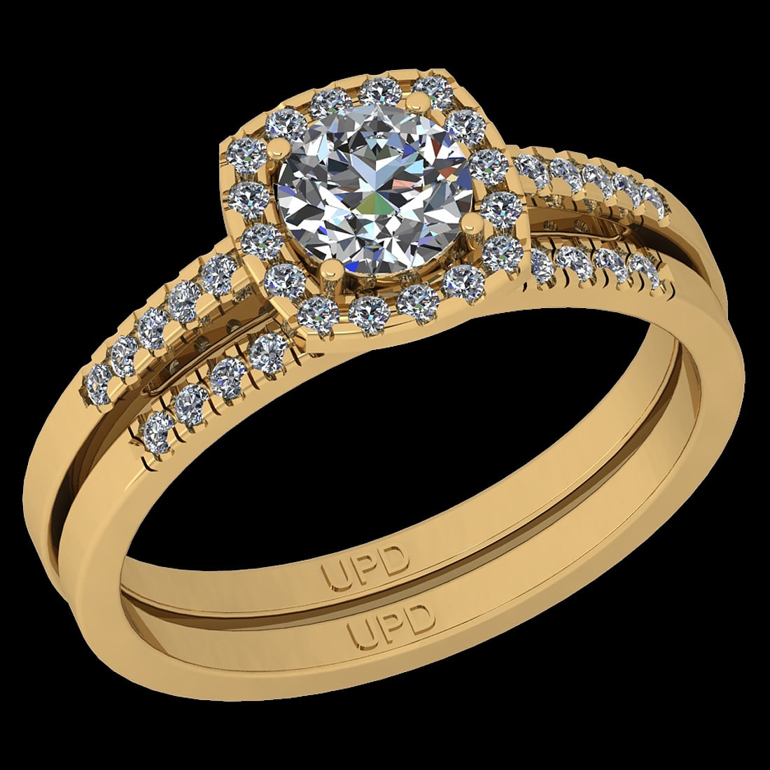 1.34 Ctw SI2/I1 Diamond 14K Yellow Gold Engagement Halo Set Ring: Center Diamond Weight : 0.95 Ctw (Round Cut) Center Diamond Color :-J-K Stone Clarity :SI2/I1 Center Stone Setting : Prong Side Stone Weight Of Ctw 0.39 Ctw Side Stone Color : J-K Stone Clarity
