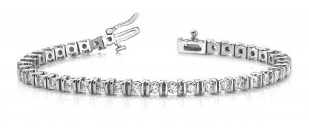 14KT WHITE GOLD 3 CTW G-H VS2/SI1 DOUBLE CURVE LINK DIAMOND TENNIS BRACELET (1 of 1)