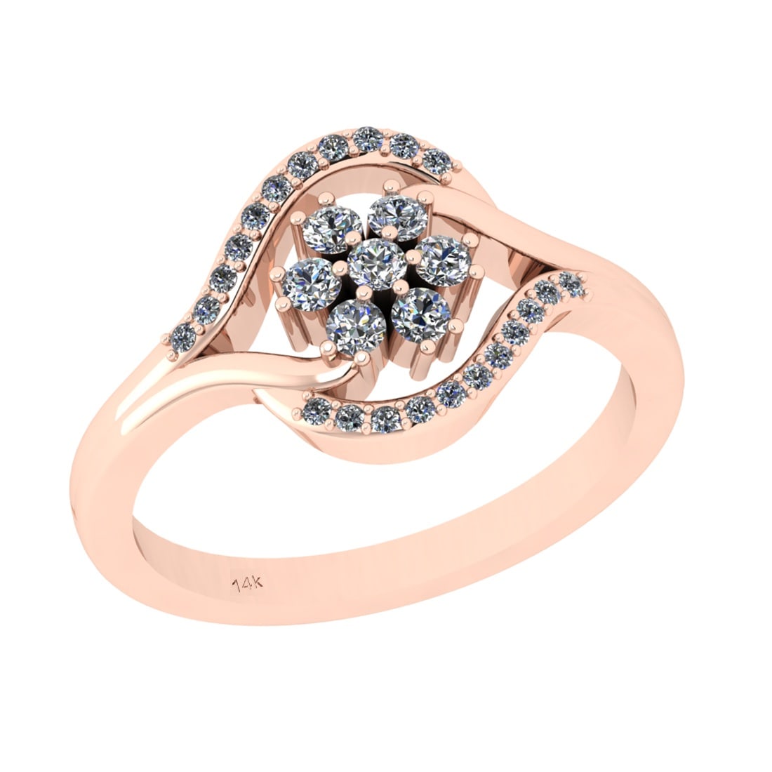 0.61 Ctw Si2/i1 Diamond 14K Rose Gold Ring (1 of 2)
