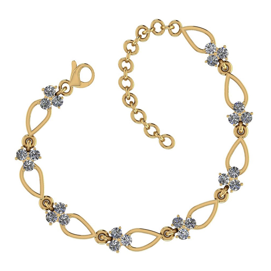 0.72 Ctw SI2/I1 Diamond Prong Set 18K Yellow Gold Tennis Bracelet (1 of 1)