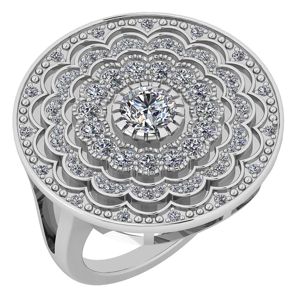 Certified 1.34 Ctw Diamond SI1/SI2 18K White Gold Ring Made In USA: Center Stone Approx Weight ; 0.50 Ctw (1 Pcs Round) Stone Color: White G-H Diamond Stone Clarity: SI1/SI2 Color Stone Setting ; Bezel Side Stone (75 Pcs Round Cut Diamond) 0.84 ctw Side Stone Color: W