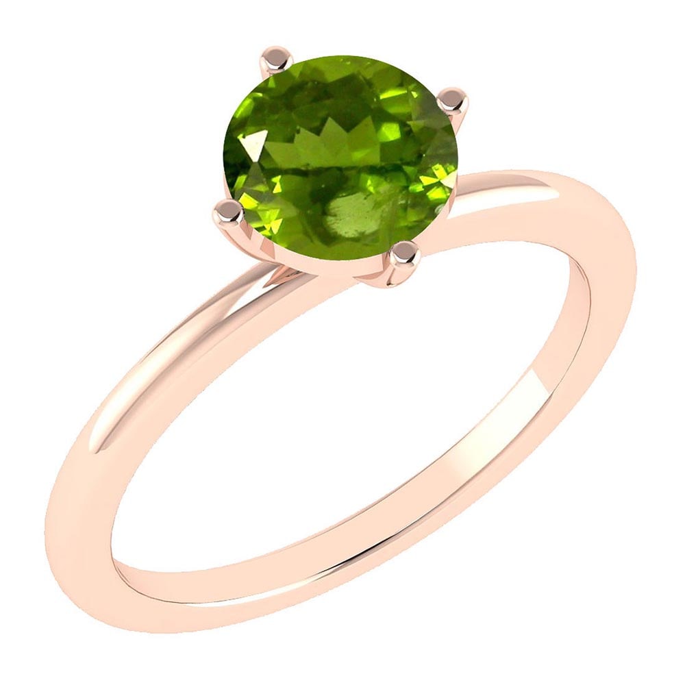 Certified 1.25 Ctw Peridot Ladies Fashion 14K Rose Gold Solitaire Ring (VS/: Center Stone Weight ; 1.25 Ctw (1 Pcs Round) Center Stone Color: Peridot Center Stone Setting ; Prong Metal Weight: 1.90 Gram 14K Rose Gold Solitaire Ring MADE IN USA #PAPPS21399v6