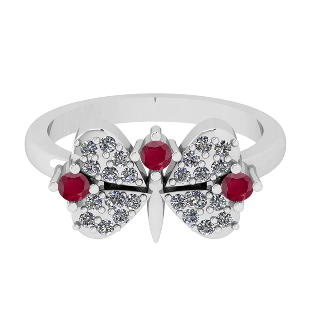 0.40 Ctw SI2/I1 Ruby And Diamond 14K White Gold Ring - 2