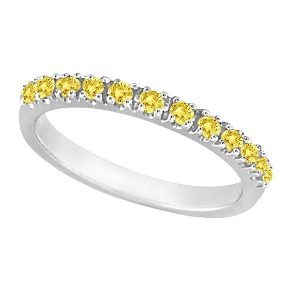 Yellow Canary Diamond Stackable Ring Band 14k White Gold 0.25 ctw: CENTER STONE; Diamond CENTER STONE CLARITY; SI CENTER STONE COLOR; Yellow CENTER STONE SETTING; Prong SIDE STONE CLARITY; SIDE STONE COLOR; SIDE STONE SETTING; ctw OF SIDE STONE: SIDE STONE QUALITY; #