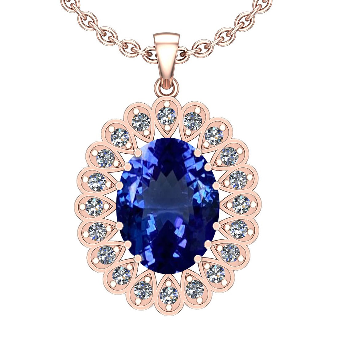 Certified 6.36 Ctw VS/SI1 Tanzanite And Diamond 14k Rose Gold Victorian Sty: Center Stone Approx Weight: 5.26 Ctw (1 Pcs Oval Cut) Center Stone Color: Tanzanite Center Stone Setting: Prong Side Stone 1.10 Ctw Side Stone Color: J-K Stone Clarity: VS/SI1 Stone Setting: Prong Met